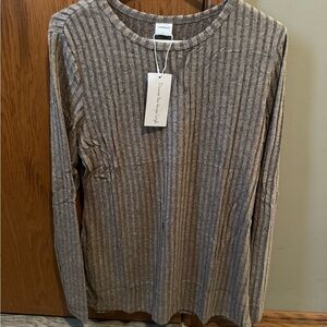 Brown Striped Long Sleeve Top